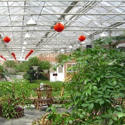 Serre in vetro di tipo Venlo personalizzata con sistema di ombreggiatura esterna